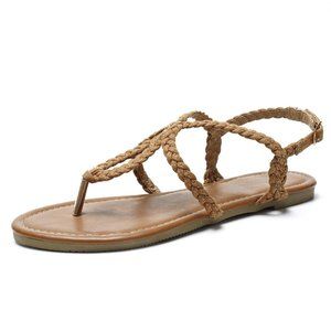 SANDALUP Summer Gladiator Flat Canvas Braided Sandals for Women